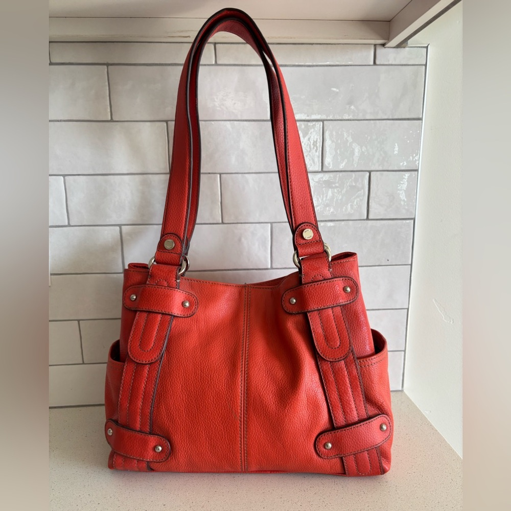 Elegant Red Leather Tote Bag